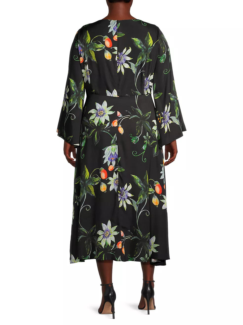 Lucrezia Silk Twill Dress in Dark Floral