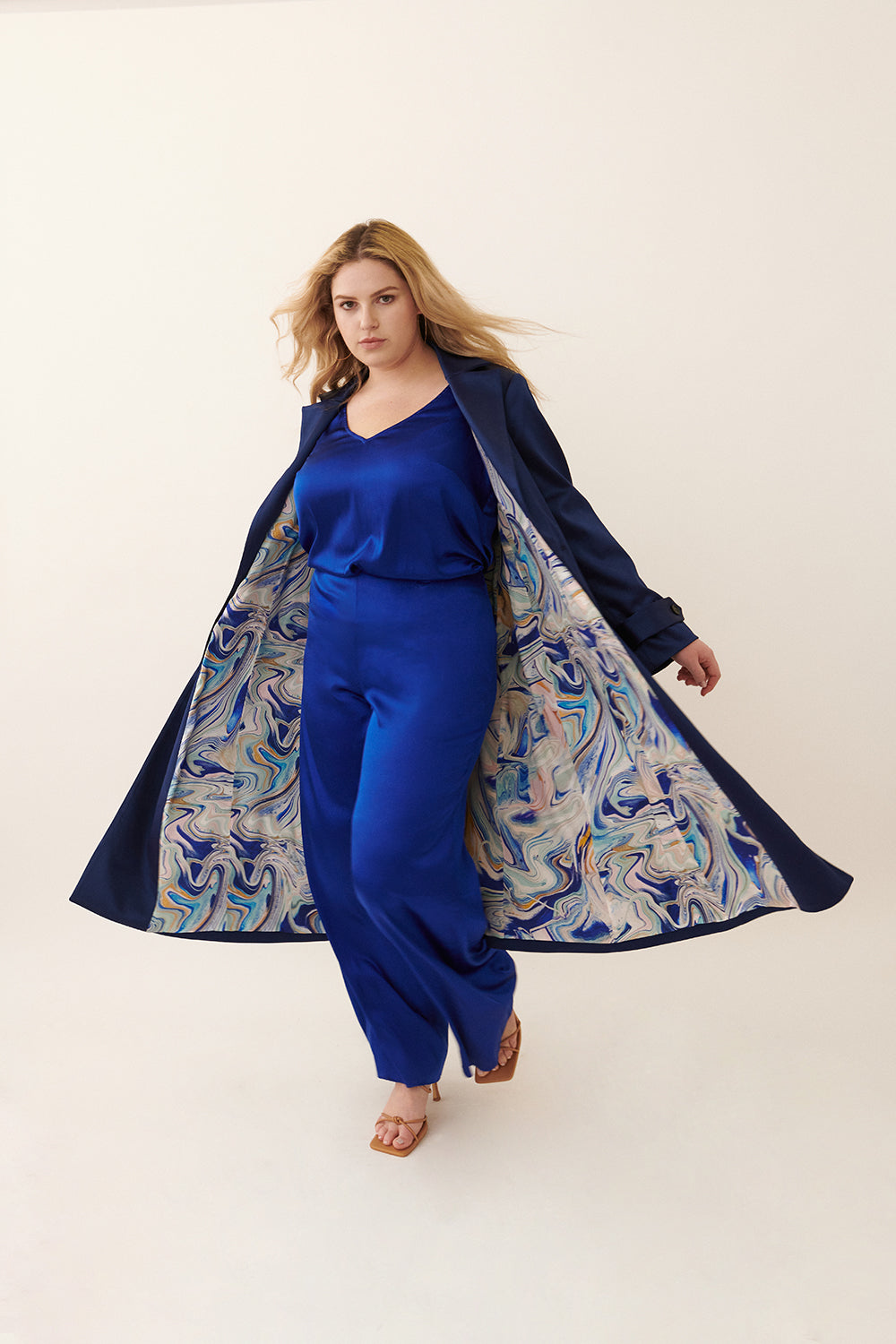 Caterina Stretch Satin Coat