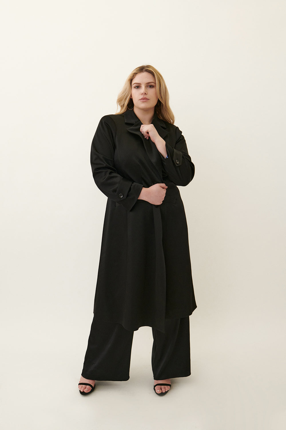 Caterina Stretch Satin Coat