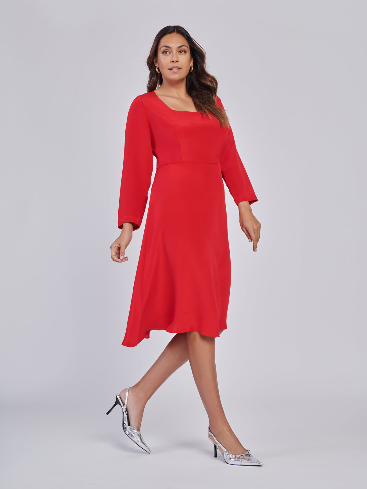 Alessia Silk Square Neck Dress