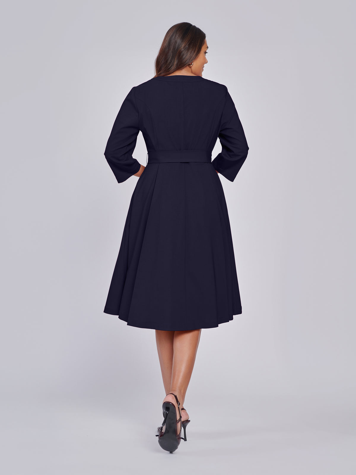 Luisa Button-Front Tropical Wool Dress