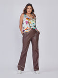 Francesca Faux Leather Pant in Chocolate