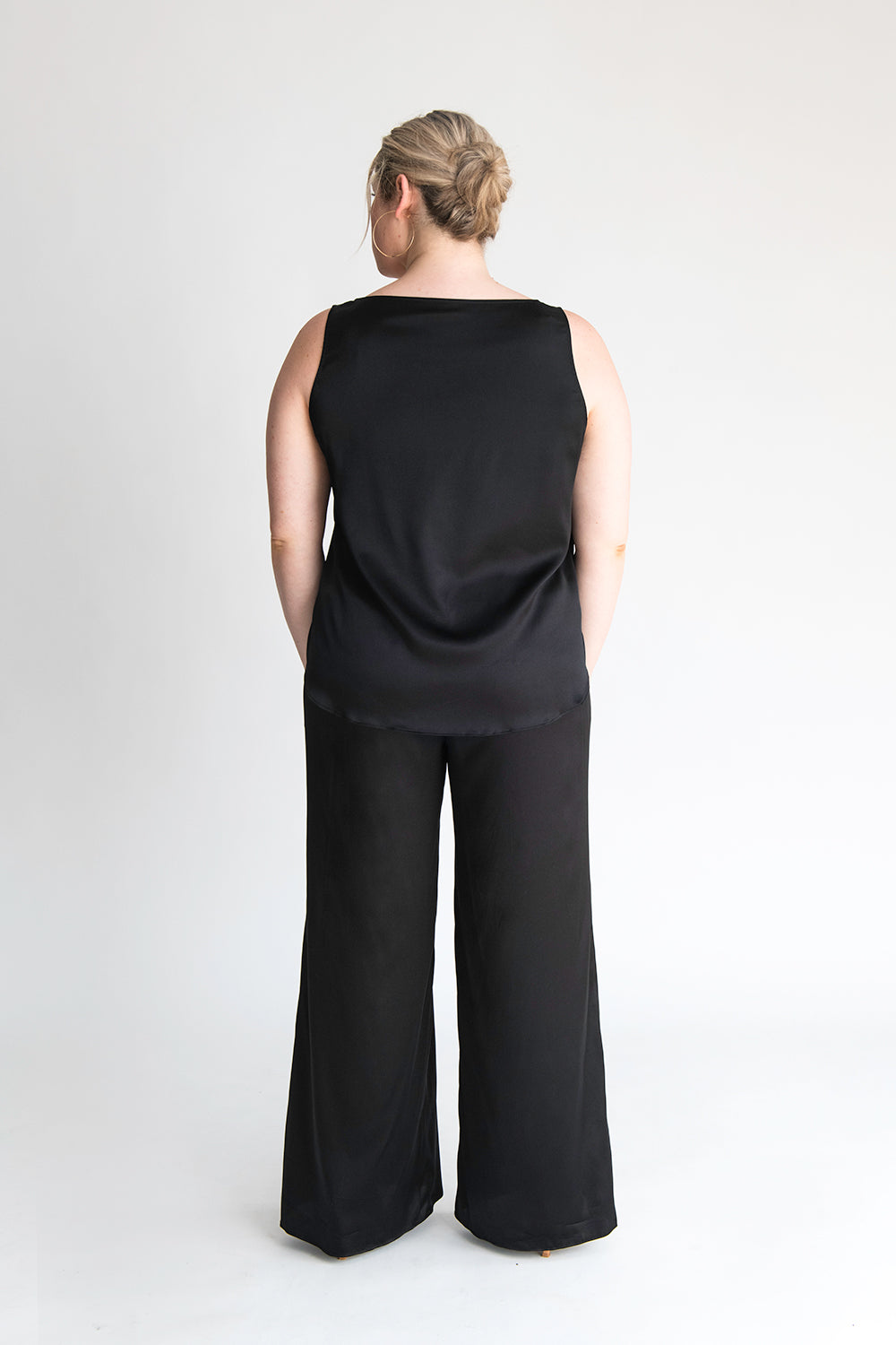 Black silk palazzo pants