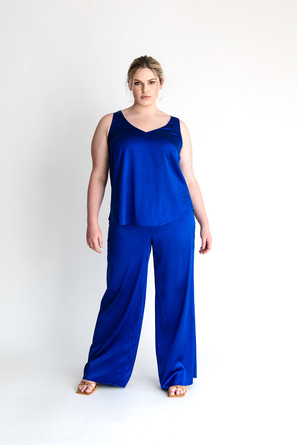 Silk V-neck sleeveless top