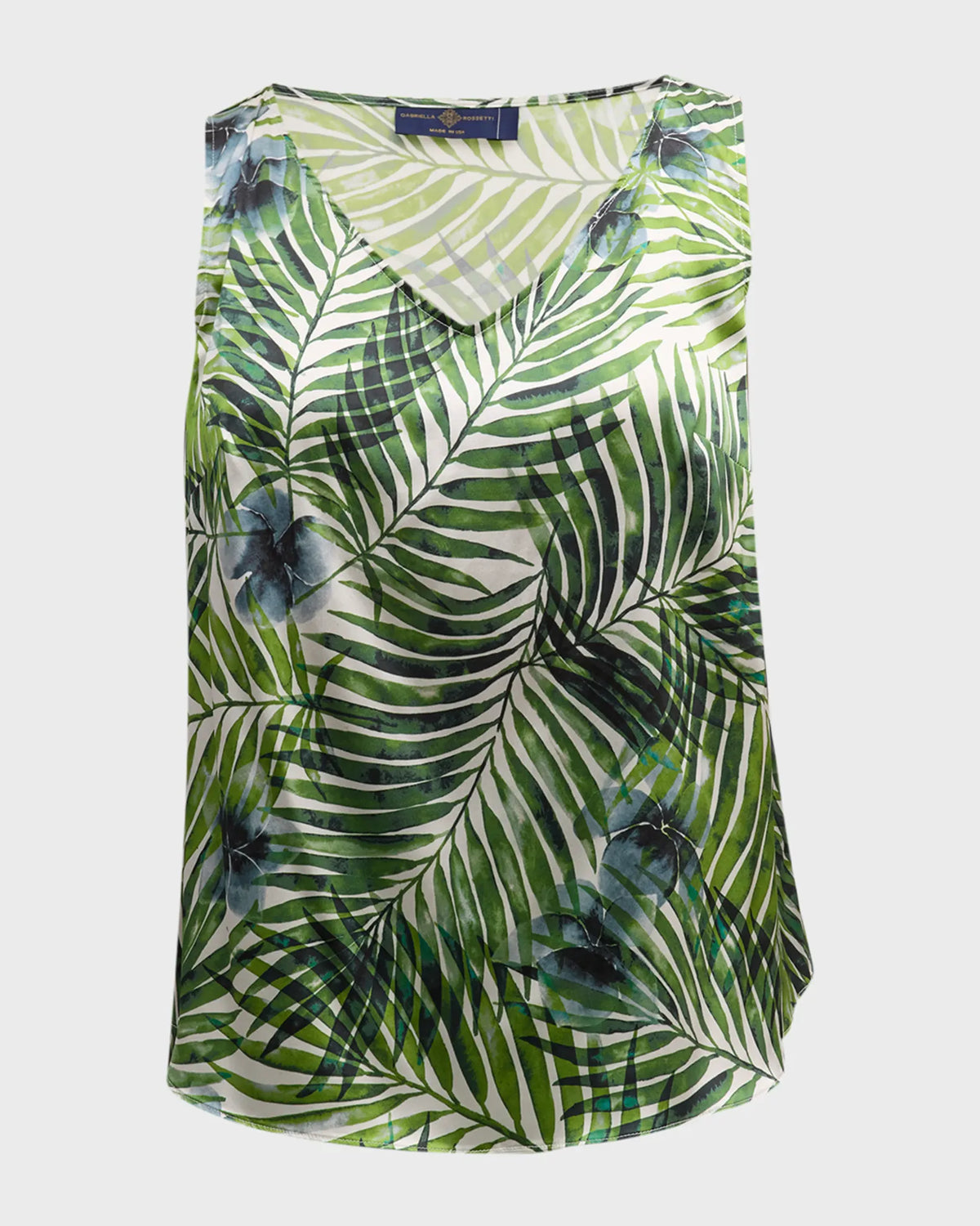 Gia V-Neck Silk Shell in Palm