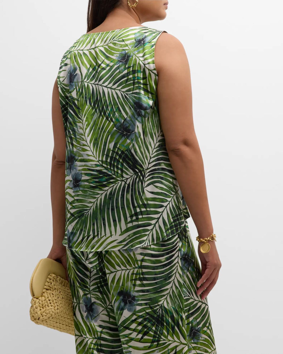 Gia V-Neck Silk Shell in Palm