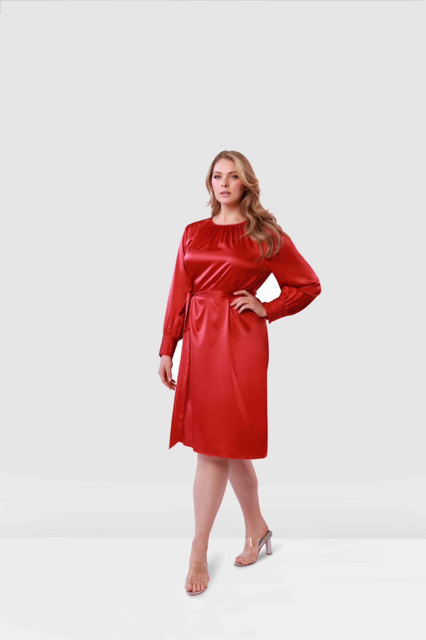 reset silk dress green